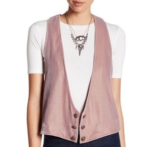 Free People Velvet Vibes Vest Size Small Color Rose Fully Lined Boho